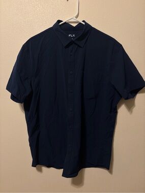 FLX Men's Short Sleeve Dress Shirt in Navy